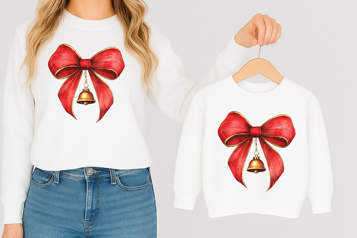 Red Coquette Christmas Bow Clipart, an Illustration by Libby Wishes (Photo 5 of 7)