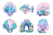 Tropical Reef Clipart Set, an Illustration by Libby Wishes (Thumbnail 3 of 4)