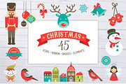 Retro Christmas icons set, a Decorative Illustration by Marish (Thumbnail 1 of 3)