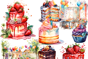 Watercolor Birthday Party Clipart, an Object Graphic by ArtisticTimberStudio (Thumbnail 2 of 2)