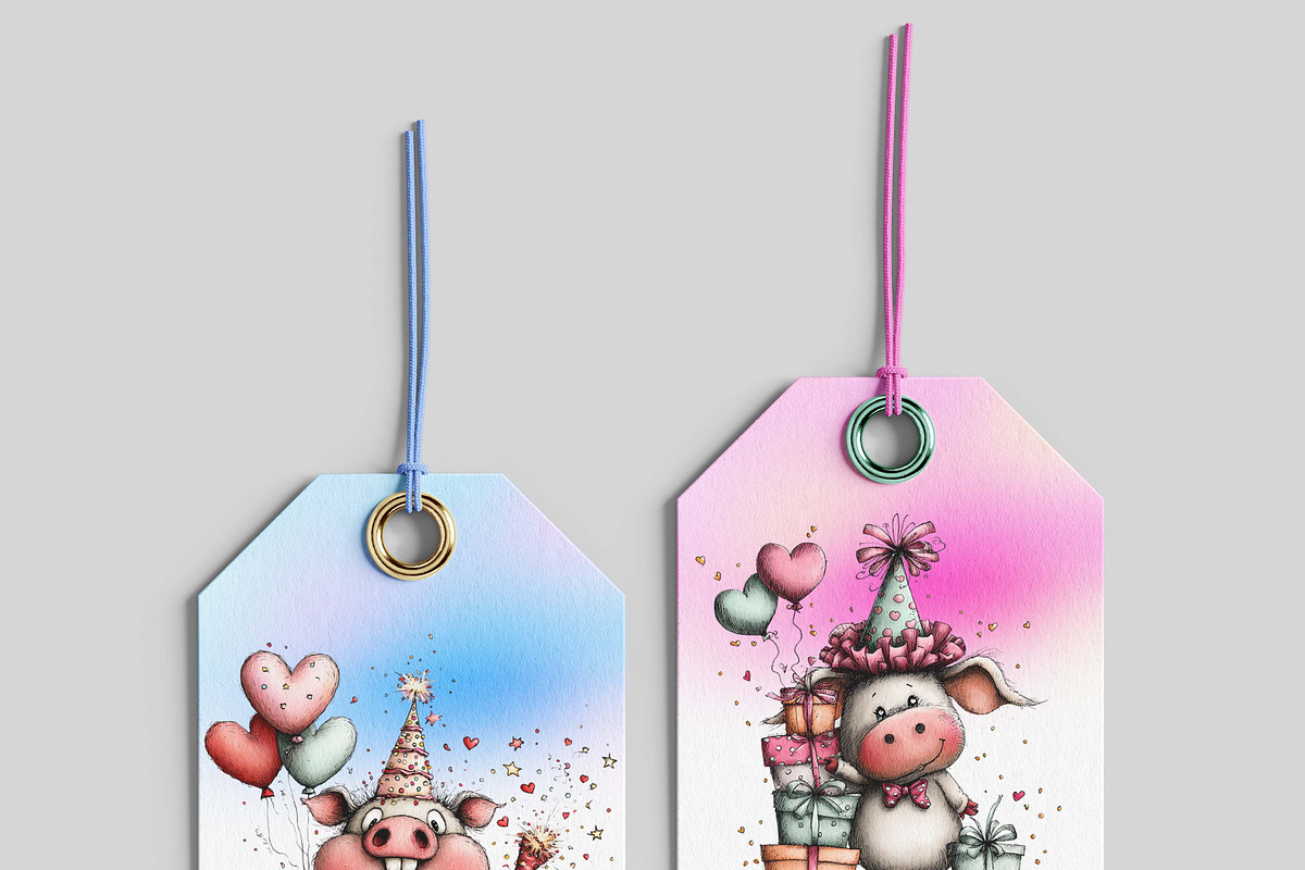 Funny Birthday Pig Clipart Cartoon, a Graphic by one-touch (Photo 3 of 15)
