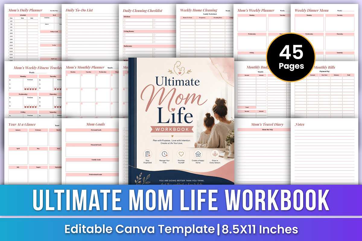 Mom Life Planner | Home & Self Care, a Stationery Template by Mustafiz (Photo 1 of 5)