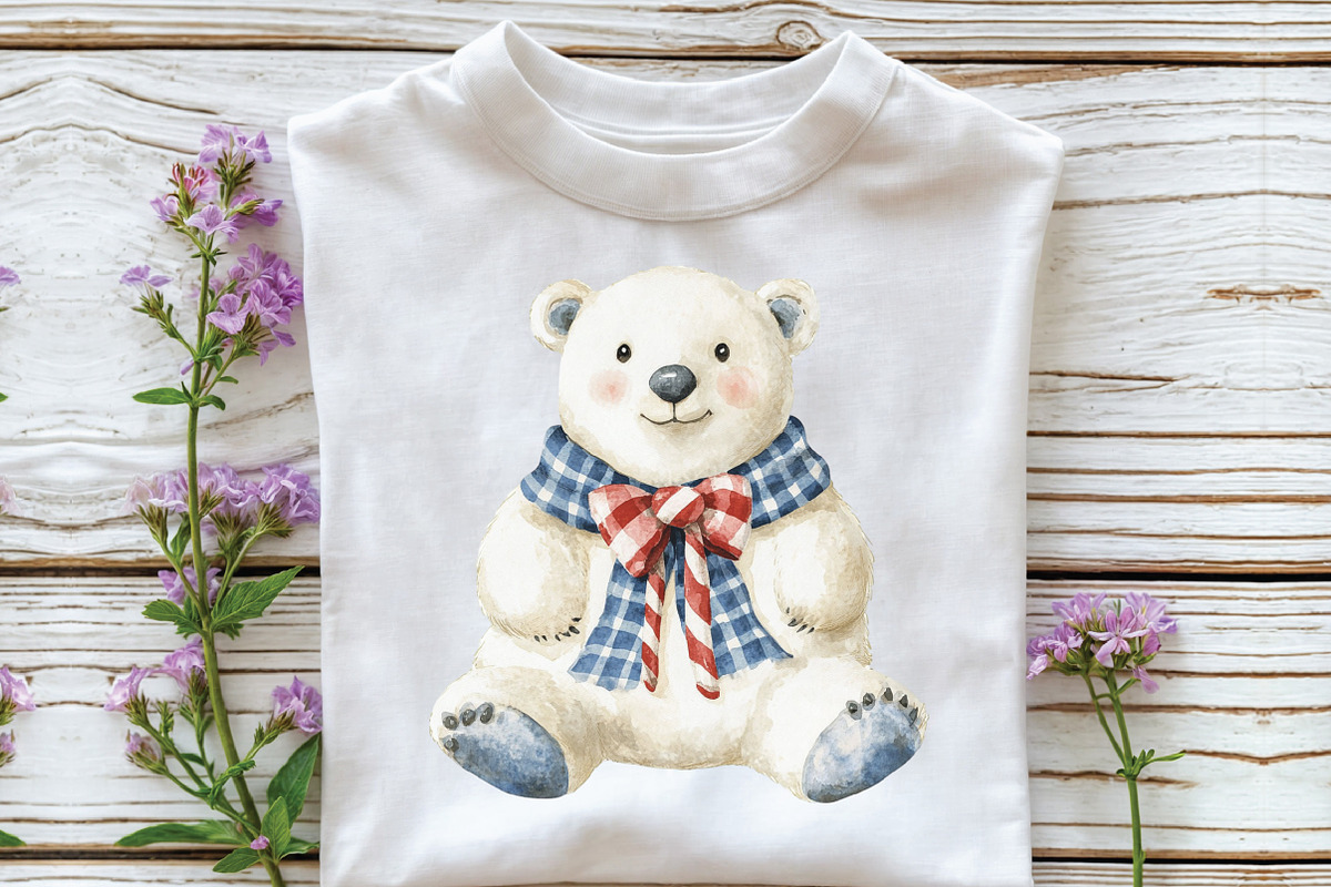 Christmas Polar Bear Blue Gingham, an Illustration by CraftArtStudio (Photo 5 of 6)