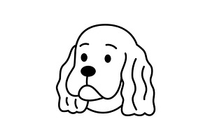 Cute spaniel dog cartoon face with, an Animal Illustration by GraphiShop