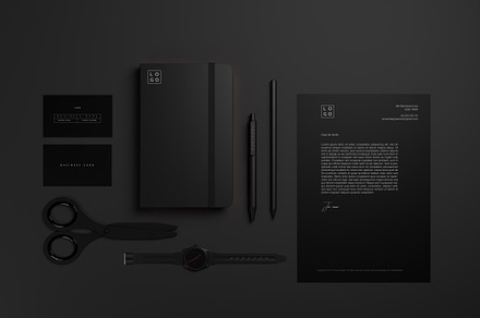 10 Minimal Black Stationary Mockups