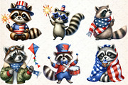 Cartoonish Patriotic Raccoon Clipart, an Illustration by DreamCafeArt (Thumbnail 2 of 5)