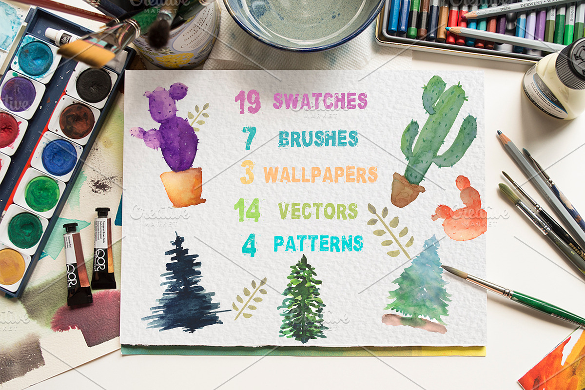 WATERCOLOR SET, a Texture Illustration by Mel's Shop (Photo 1 of 14)
