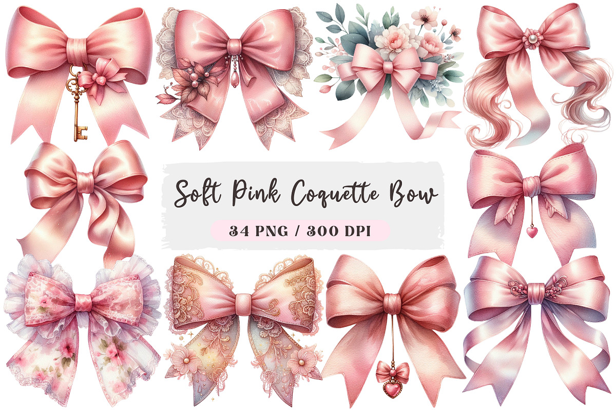 Soft Pink Watercolor Coquette Bow, an Illustration by DreamArtGraphic (Photo 1 of 4)