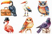 Watercolor Quirky Whimsical Birds, an Illustration by Craft Nest (Thumbnail 5 of 6)