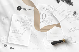 Modern Sketch Floral Wedding Suite, an Invitation Template by Azka Creative