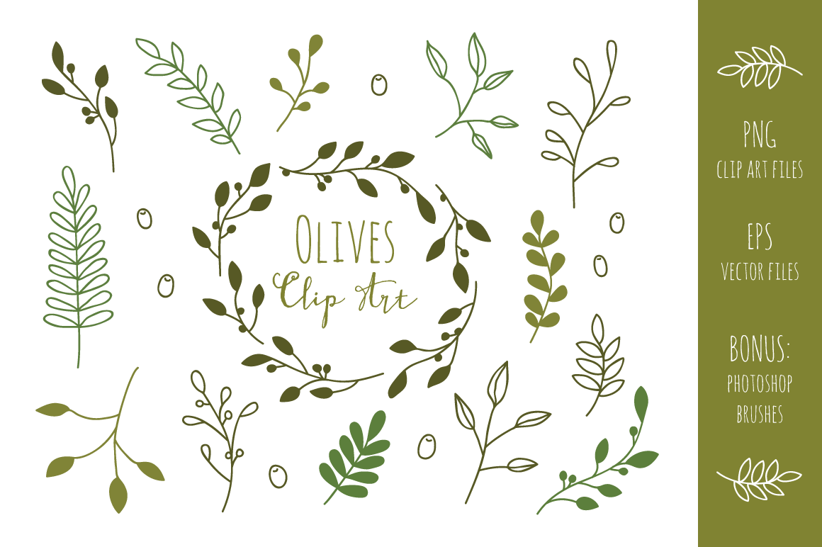 Olive Branches Clip Art and Vectors, an Illustration by We Heart Paper ...