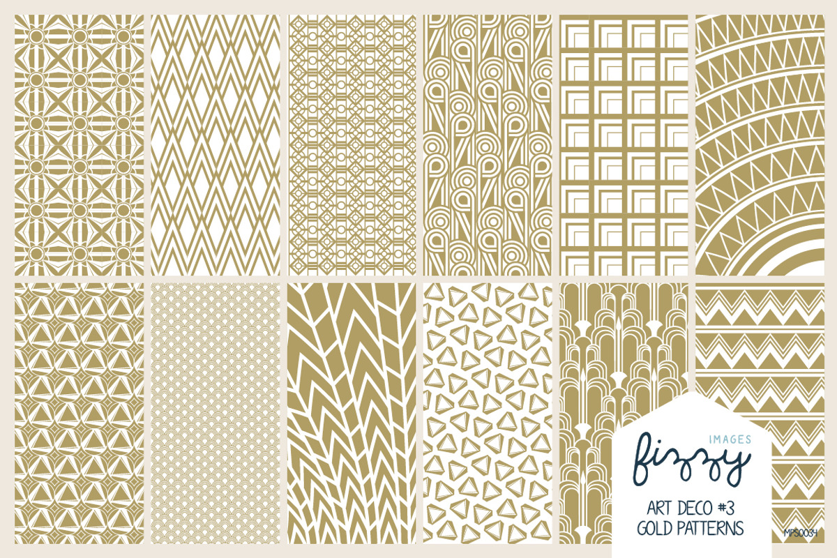 12 x EPS JPG Art Deco Gold Patterns, a Pattern Graphic by Fizzy Images (Photo 1 of 2)