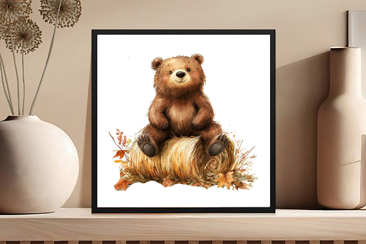 Watercolor Autumn Bear Clipart, an Illustration by DreamCafeArt (Photo 6 of 9)