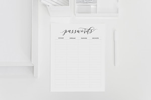 Passwords Sheet - Printable