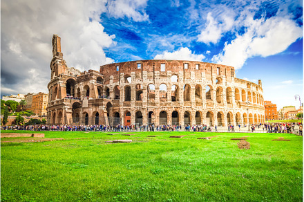 Colosseum at sunset in Rome, Italy, an Architecture Photo by Neirfy