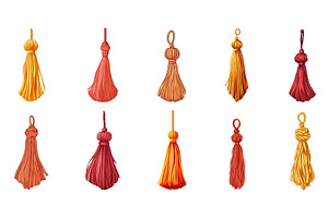 Tassels set. Variouse fringe jewelry, an Object Illustration by Valerie Bodnar