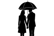 50 Couple Umbrella Silhouette Bundle, an Illustration by Designs_River (Thumbnail 9 of 51)