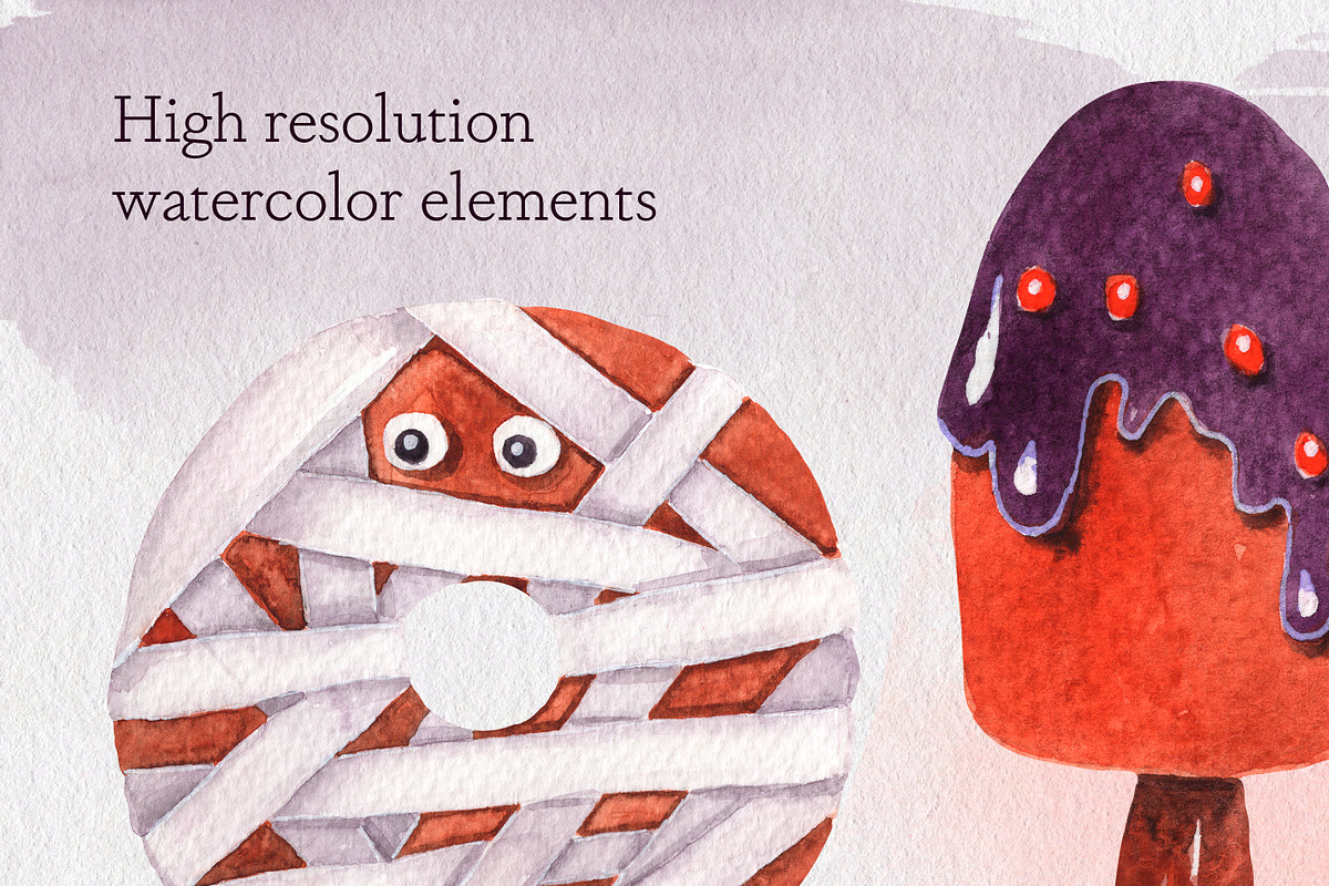 Watercolor Halloween clipart, a Seasonal Illustration by AnastasiaWatercolor (Photo 5 of 5)