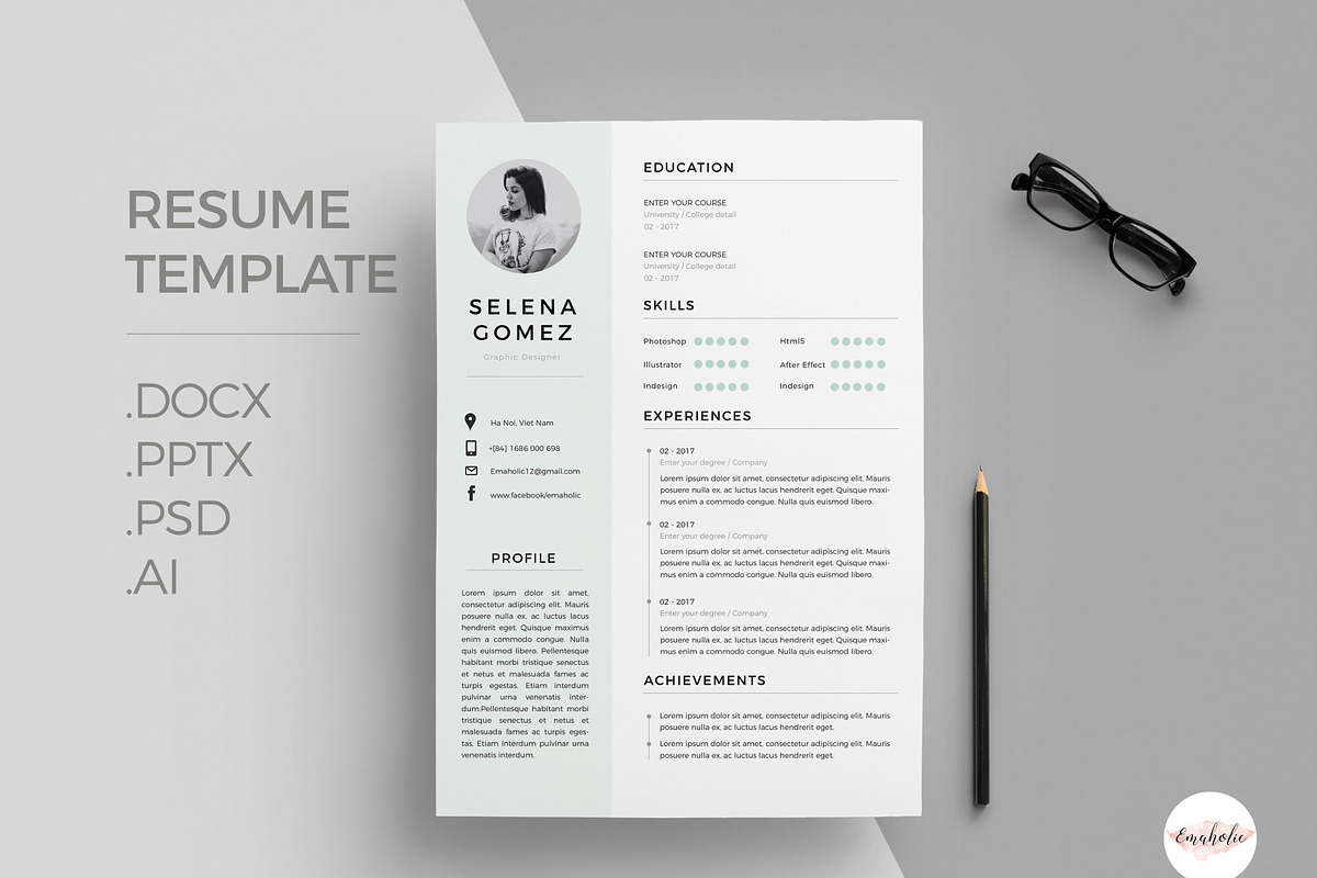 Elegant 1 Page Resume Template, a Resume Template by Emaholic Template (Photo 1 of 5)