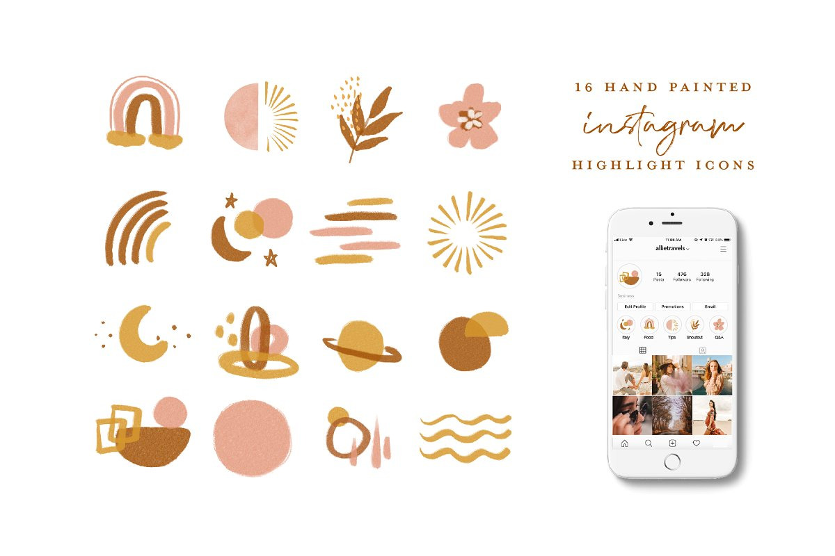 64 instagram highlight icon bundle, a Work Illustration by beatriceviyiwi (Photo 5 of 5)