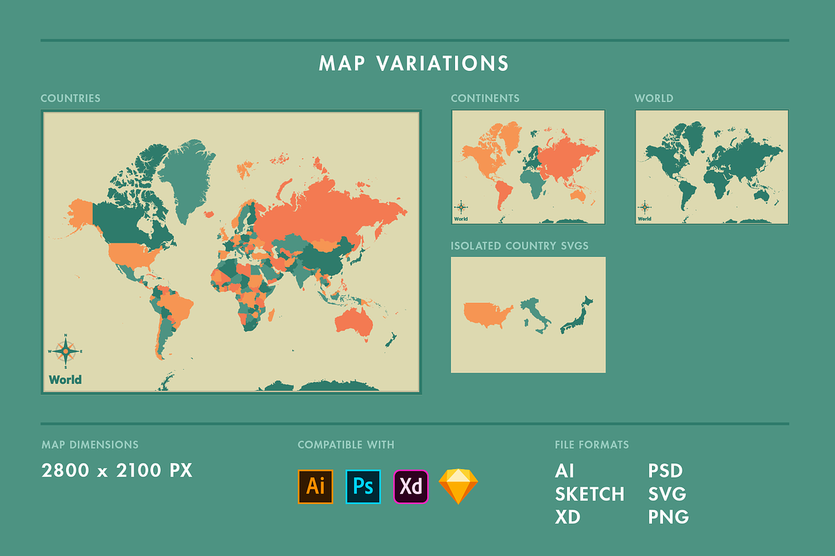 World Maps Collection, a Graphic by Ben Buysse (Photo 4 of 17)