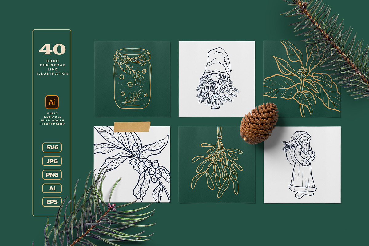 Boho Christmas, a Decorative Illustration by KetteCreate (Photo 12 of 13)