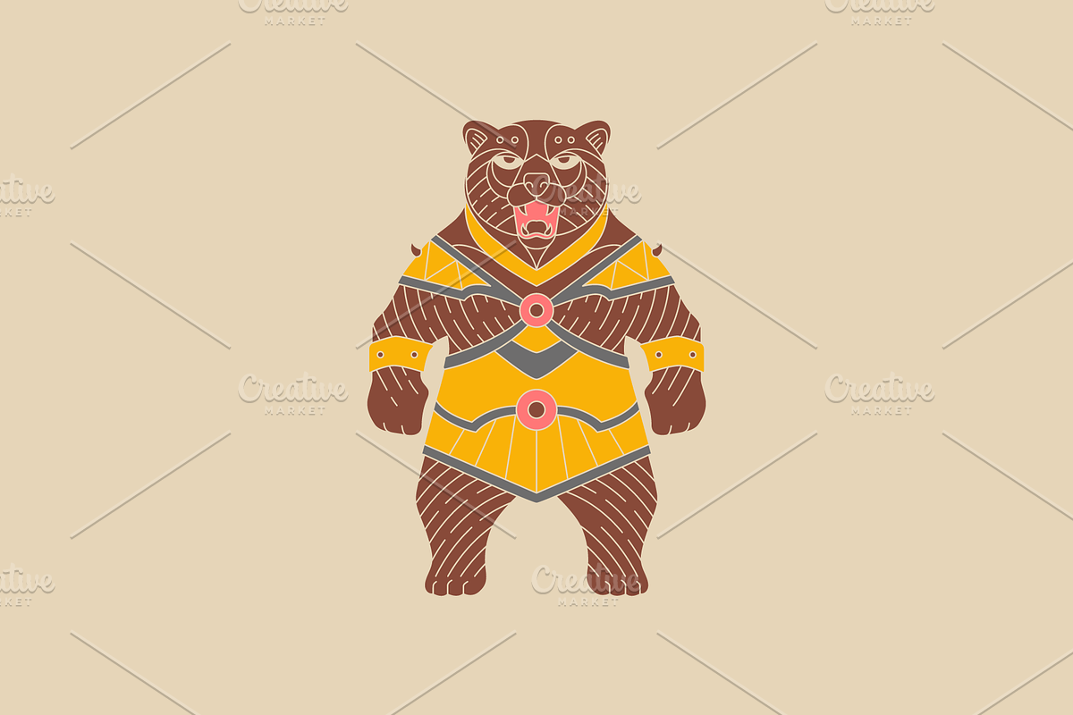 bear warrior powerful animal logo, a Branding & Logo Template by devastd