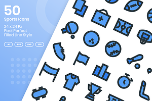50 Sports - Filled Line, an Outline Icon by Kmg Design