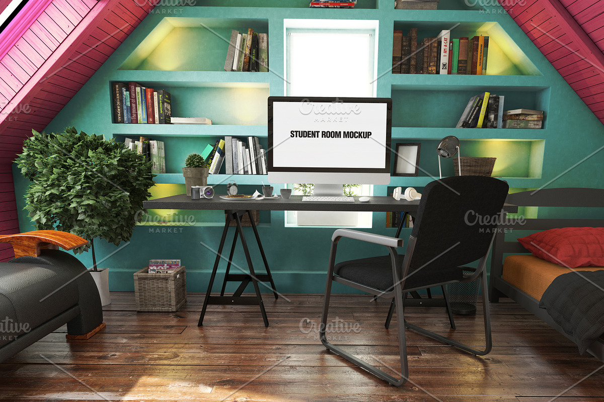 Student Room Mock-Up, a Household Mockup by IsometricWorld (Photo 3 of 7)