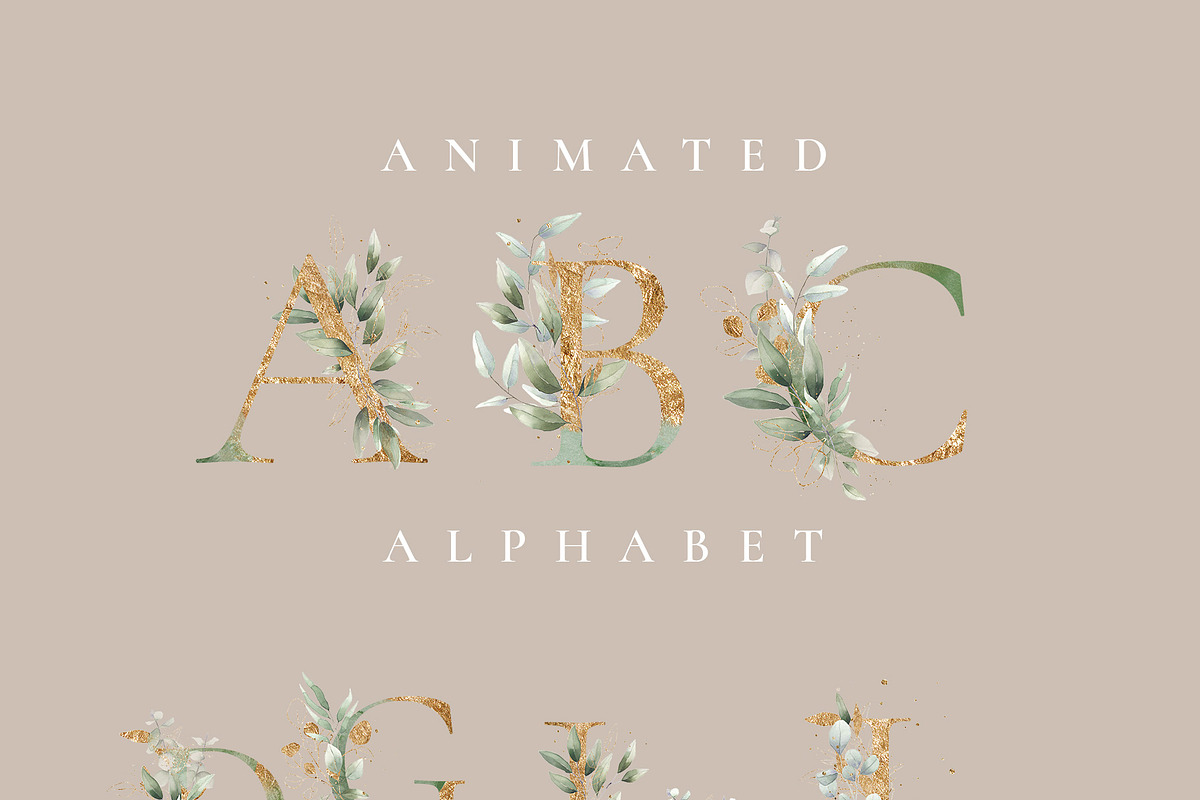 ANIMATED Watercolor Foliage & Gold, a Decorative Illustration by January Bloom (Photo 2 of 12)