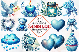 Serene blue valentine clipart, an Illustration by RobertsArt