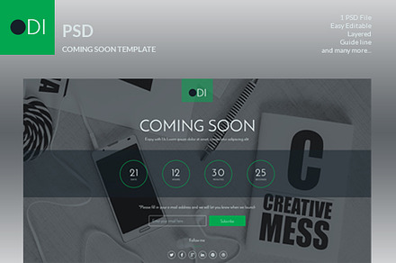 ODI Coming soon psd template