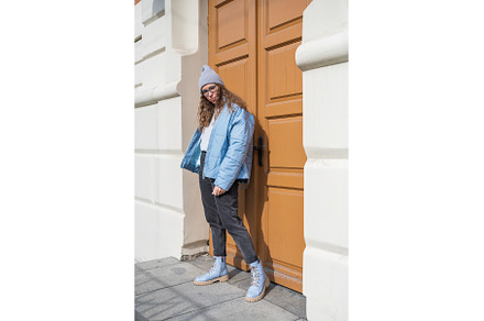 Portrait of a stylish woman in blue, a Person Photo by Jan Jack Russo Media