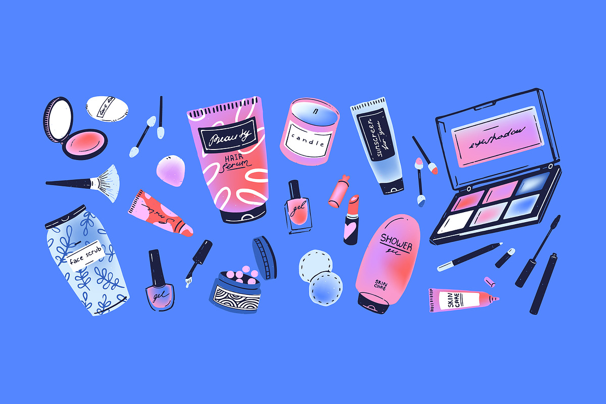 Beauty products set + templates, an Object Illustration by PaperTrident (Photo 3 of 10)