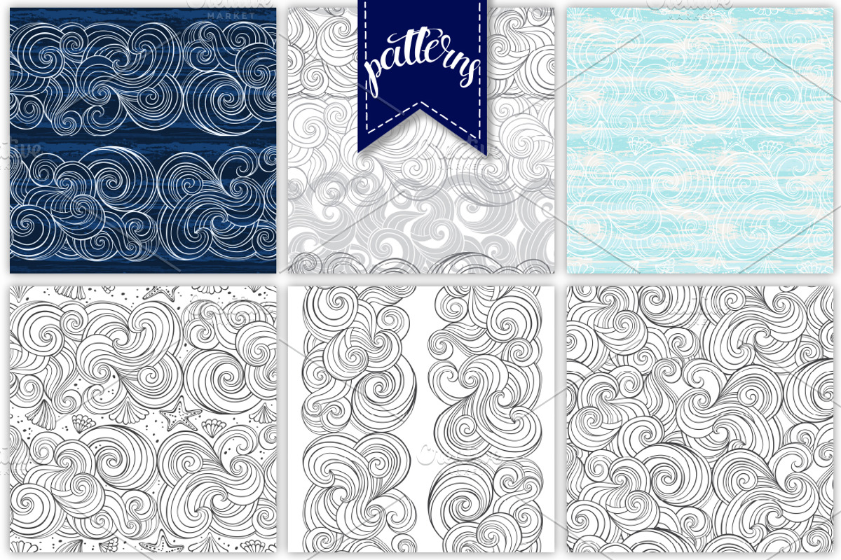 Waves. Graphic set., a Pattern Graphic by maritime_m (Photo 5 of 7)
