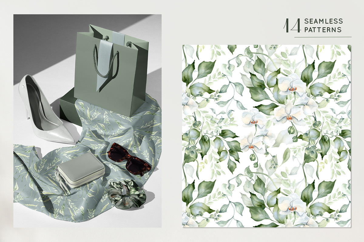 White flowers greenery watercolor, an Illustration by Kate Lanbina (Photo 11 of 16)