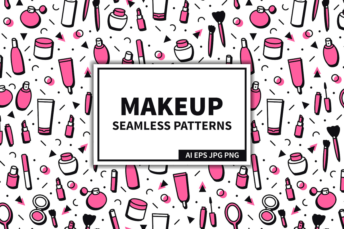 Makeup & Cosmetics Seamless Patterns, a Pattern Graphic by Krolja (Photo 1 of 5)