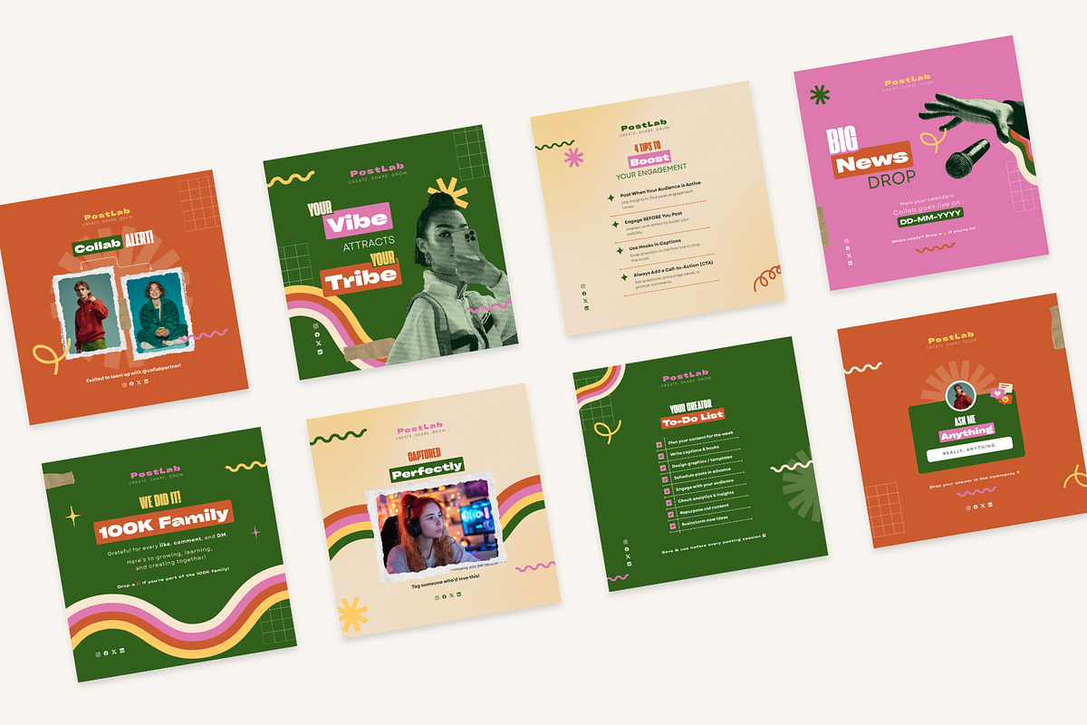 Retro Pop Social Canva Templates preview 4