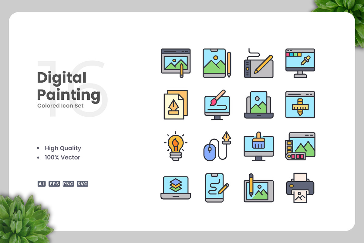 Digital Painting Colored Icons, an Icon by Upnowgraphic