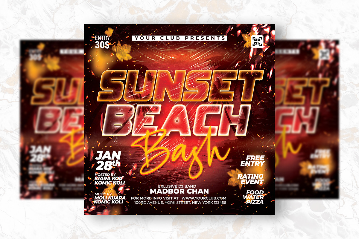 Sunset Beach Party Flyer Template, a Flyer Template by Shajib Shikder (Photo 2 of 2)