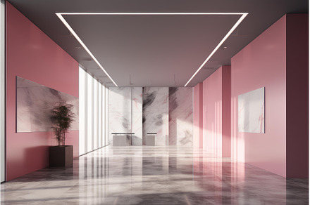 Modern pink marble reception area, an Architecture Photo by Ylivdesign