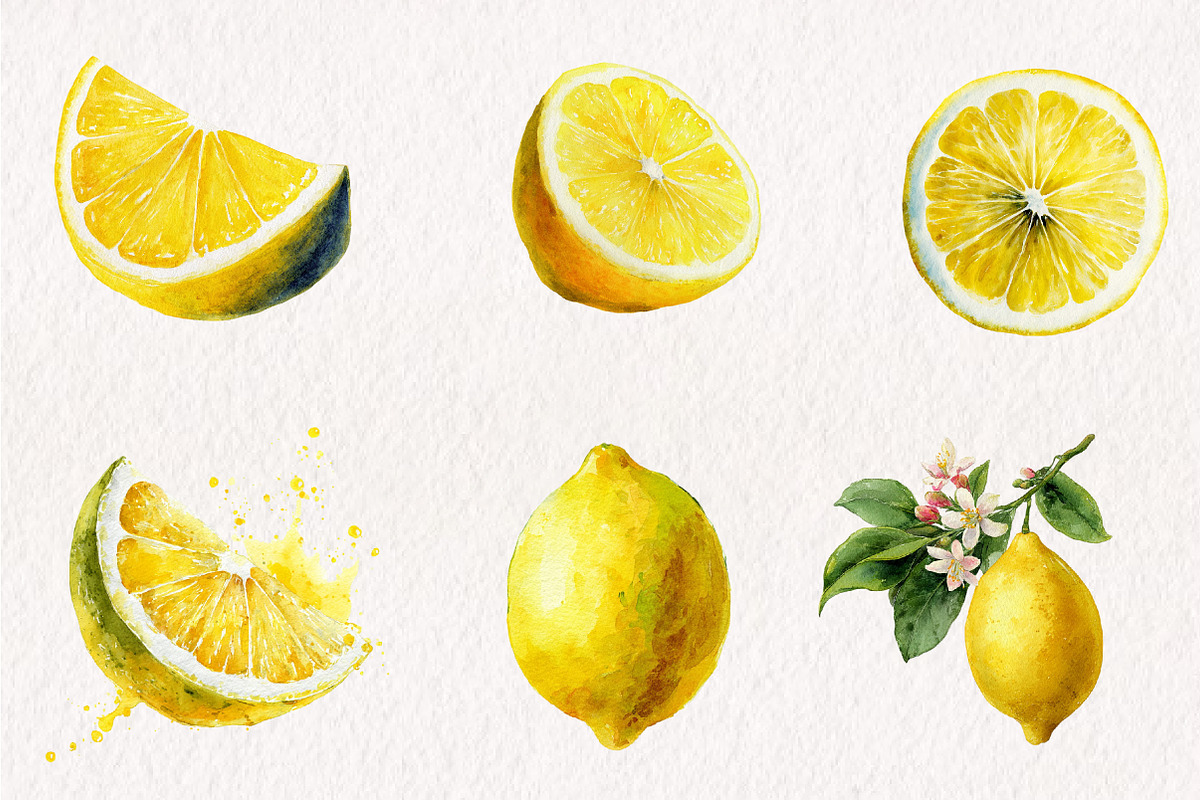 Watercolor Lemon Clipart, an Illustration by CreationArt (Photo 6 of 7)
