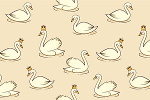 Swan vector seamless pattern
