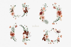 Terracotta Fall Floral Clipart