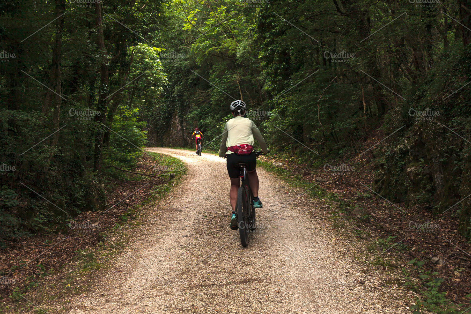 Cyclist on forest path, a Sports & Recreation Photo by Bepslabor