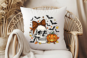 Halloween, Skull With Bow, Pumpkin P, an Illustration by Libby Wishes (Thumbnail 2 of 6)