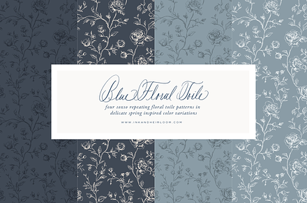 Vintage Floral Toile Digital Paper