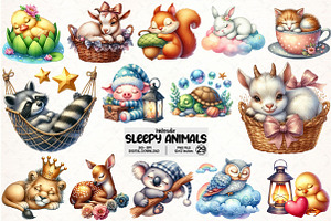 Sleepy Animals,Sweet Dreams Sign PNG, an Illustration by Pixels.Craft