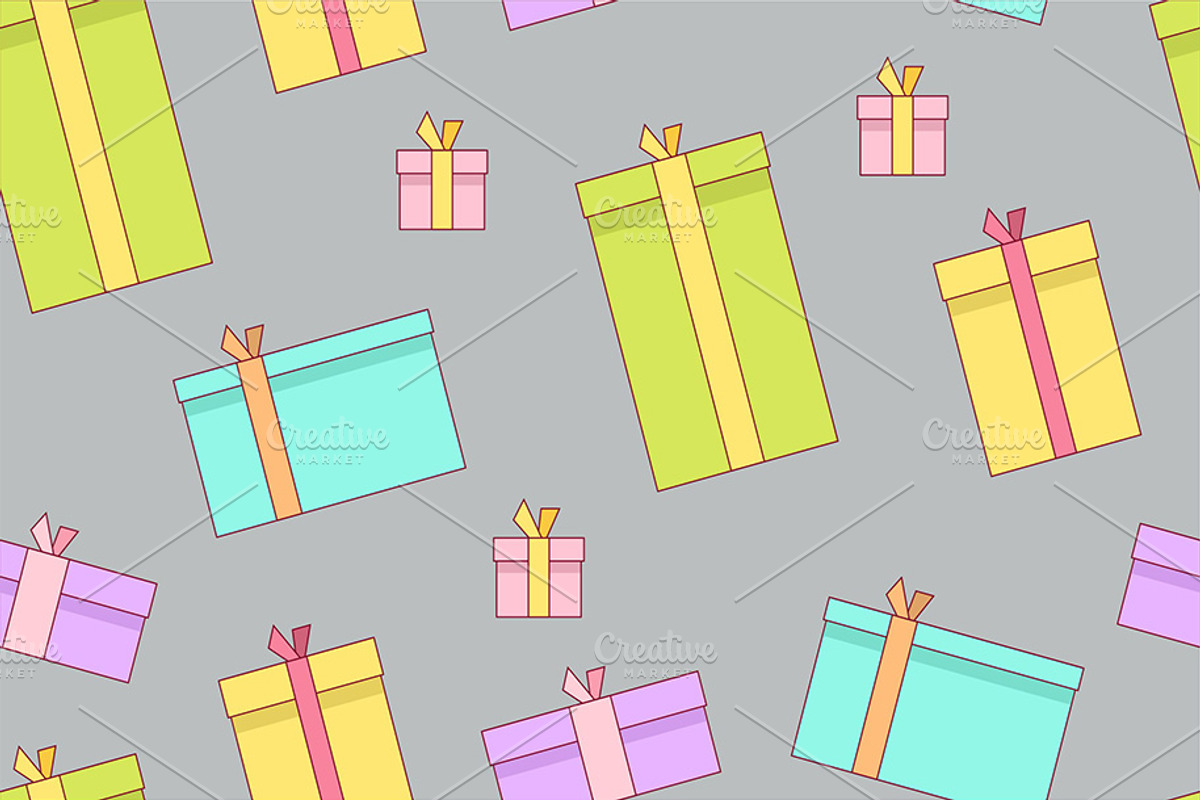 Seamless Patterns Of Gift Boxes, a Background Graphic by Volyk (Photo 4 of 6)