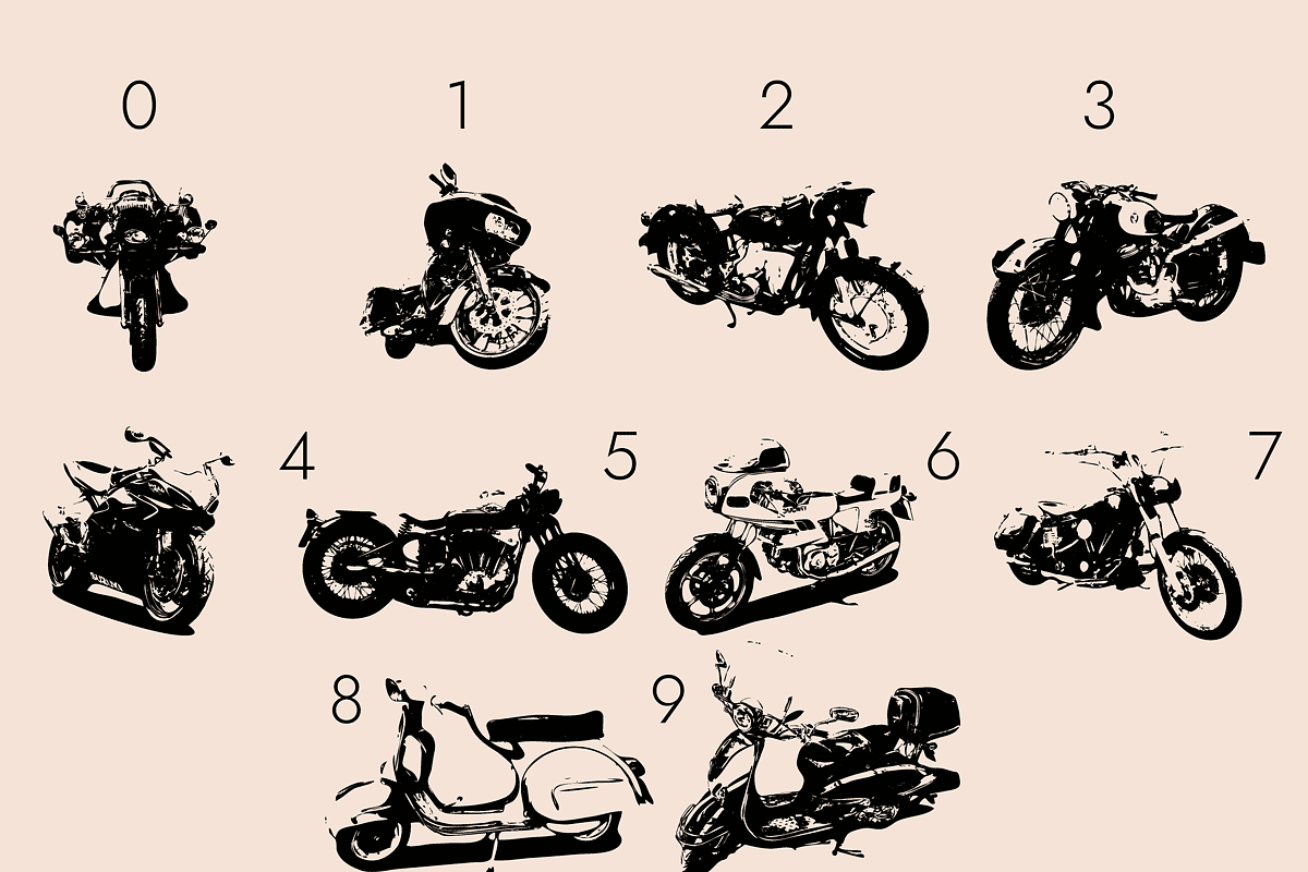 Motorcycle Dingbats Font, a Symbol Font by Minimalartstudio (Photo 8 of 8)